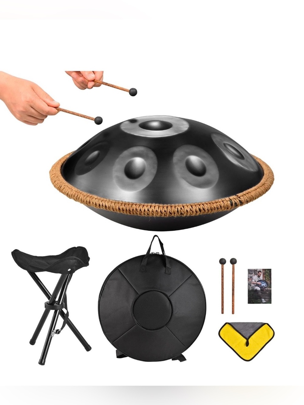 Black Handpan Steel Drum Set